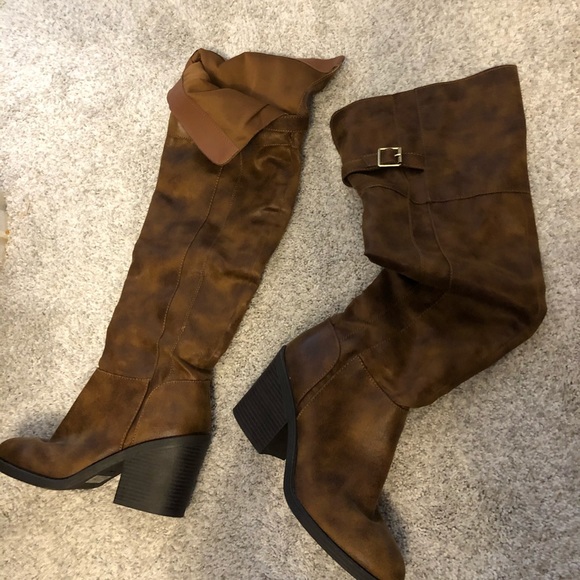 Qupid Shoes - Over The Knee Brown Boots